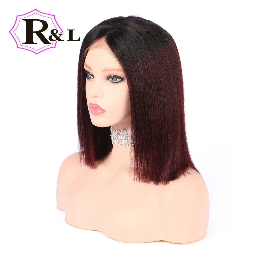 RULINDA T1B/Бургундия 13*4 парики из натуральных волос с фронтальной кружевной отделкой