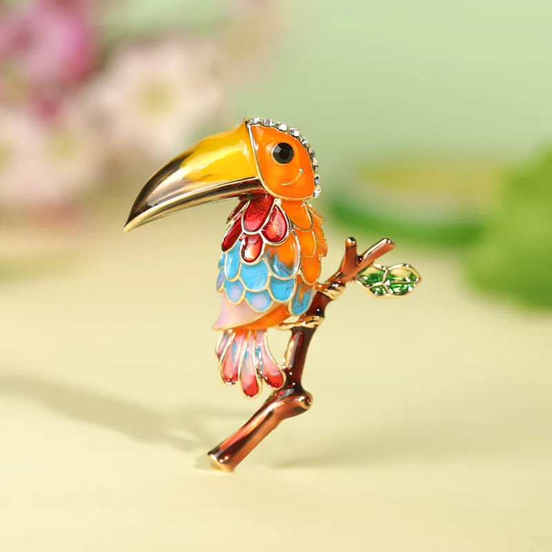 Женская/Детская Брошь Blucome разноцветная эмалированная брошь в форме птицы
