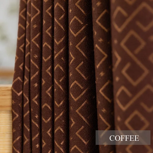 Coffee JIANIW Геометрические жаккардовые теплоизолированные Штора для затемнения комнаты панель-жалюзи для спальни гостиной шторы на заказ - Цвет: Coffee