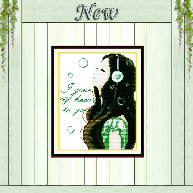 Inner voices beauty girl love decor painting counted printed on canvas DMC 11CT 14CT Cross Stitch kits embroidery needlework Set | Дом и сад