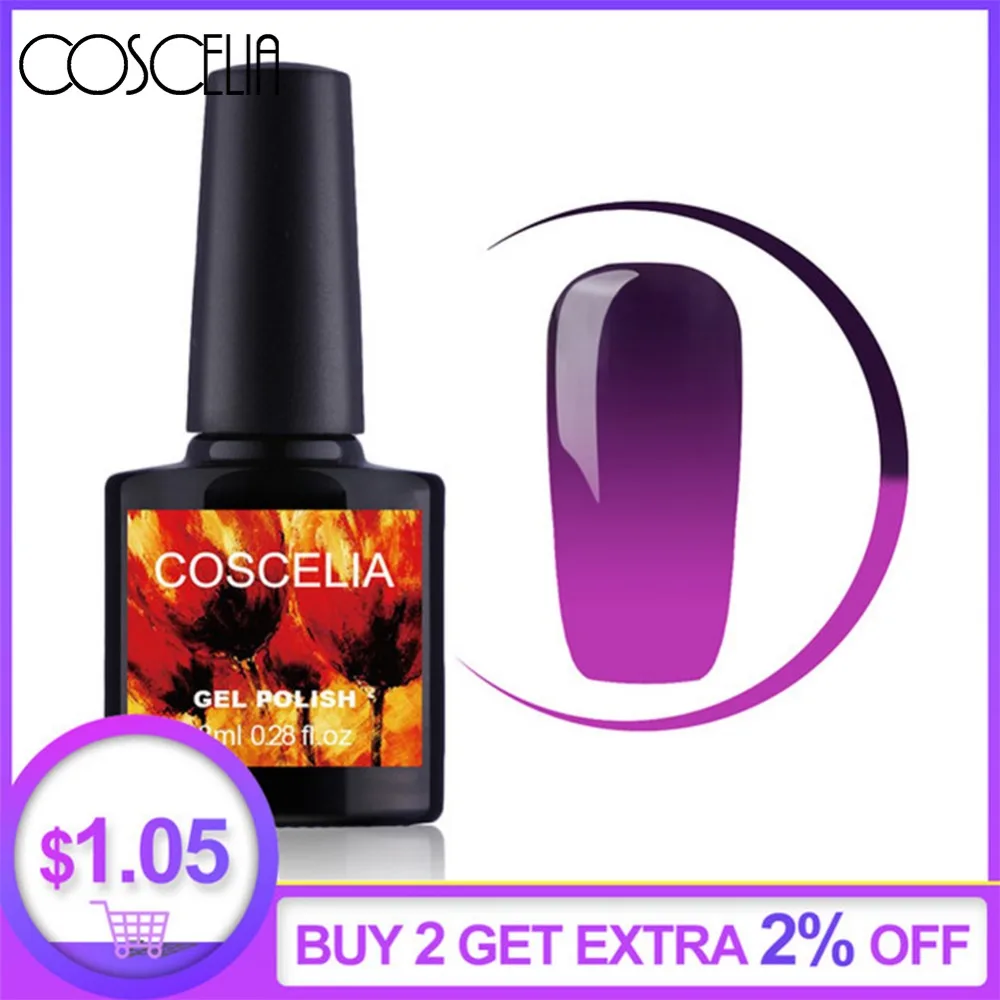 Гель-лак для ногтей COSCELIA 8 мл лак меняющий температуру цвет красивые цвета УФ-лак