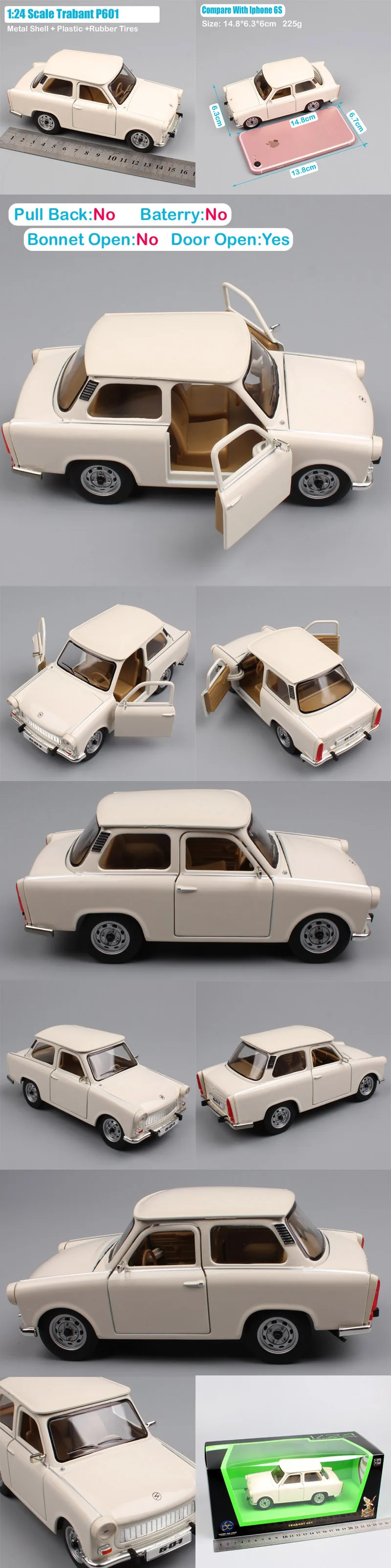 1:24 масштабные бренды Германия Винтаж The Trabant 601 P601 S 1988 седан VEB Sachsenring Trabi металлическая литая мини-модель машины игрушки