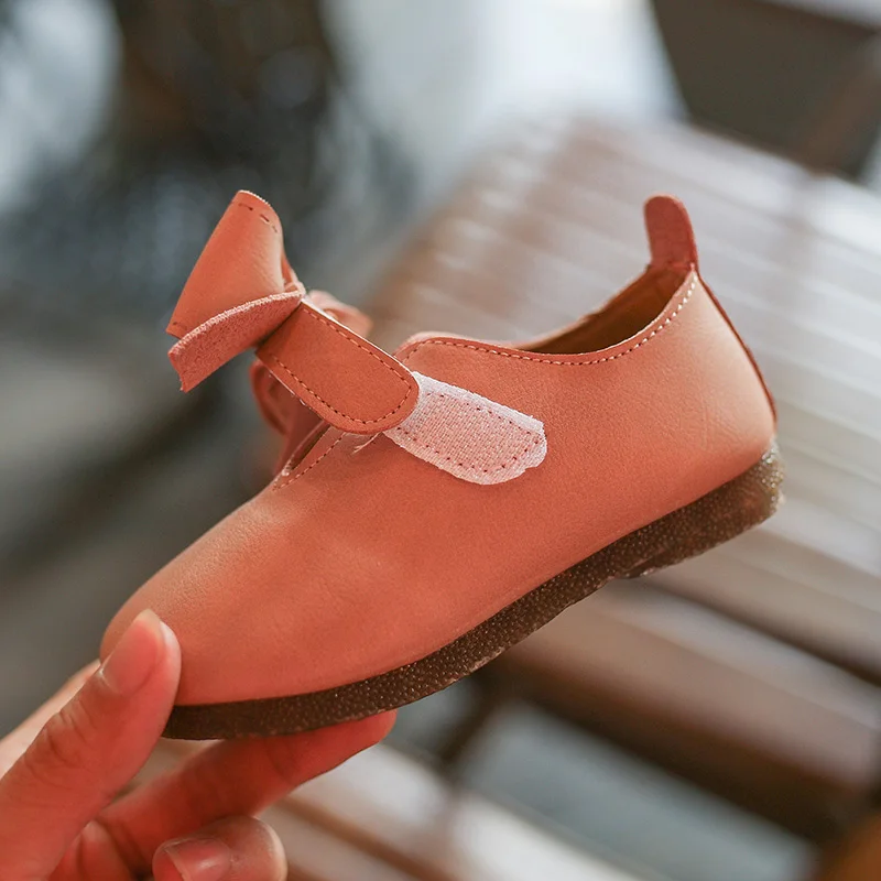 Mumoresip-zapatos planos de piel sint&eacute;tica para ni&ntilde;a, calzado suave con lazo de princesa, informales, para fiesta de boda, oto&ntilde;o-4
