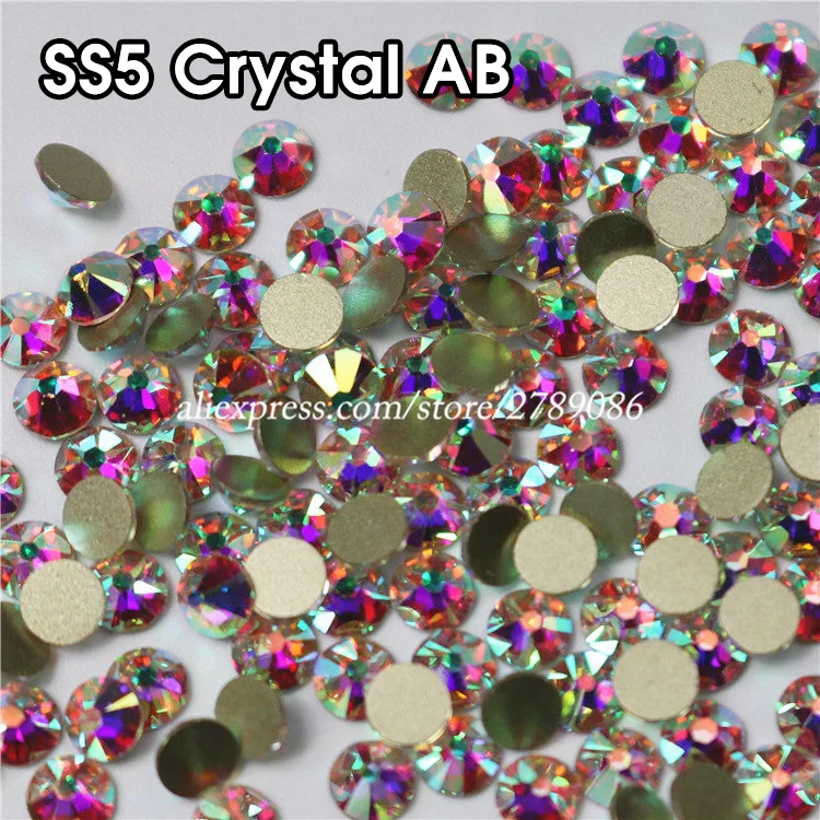 

1440pcs/lot ss5 (1.7~1.8mm) Crystal AB Rhinestone for Nail Art Flat Back Non Hotfix Glue on Nails Art Rhinestones