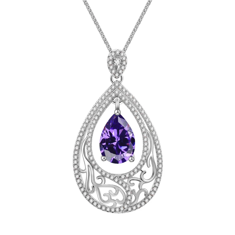 

Wong Rain Vintage 925 Sterling Silver Citrine Gemstone White Gold Water Drop Pendant Necklace Party Jewelry Women Gift Wholesale