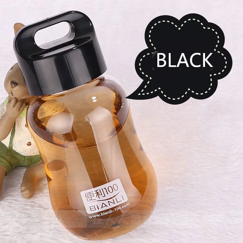 200ml black 3 цвета Yaqi calabash формы мини-бутылка воды Еда класса Пластик Drinkware белка шейкер Кемпинг Пеший Туризм Бутылка 200 мл bpa бесплатно - Цвет: 200ml black