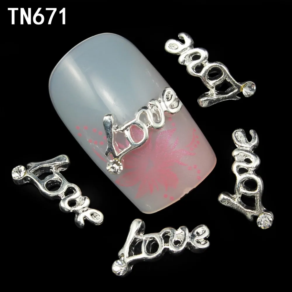 10pcs Glitte silver Rhinestones 3d Nail Art Decorations Alloy Sticker Charms Jewelry for Gel/Polish Tools TN671 | Красота и здоровье