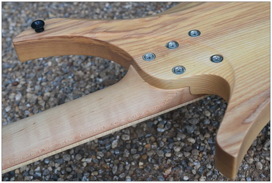 7 струн Безголовый электрогитара стиль коричневый взрыв spalted вьющиеся клен Топ Пламя клен шеи