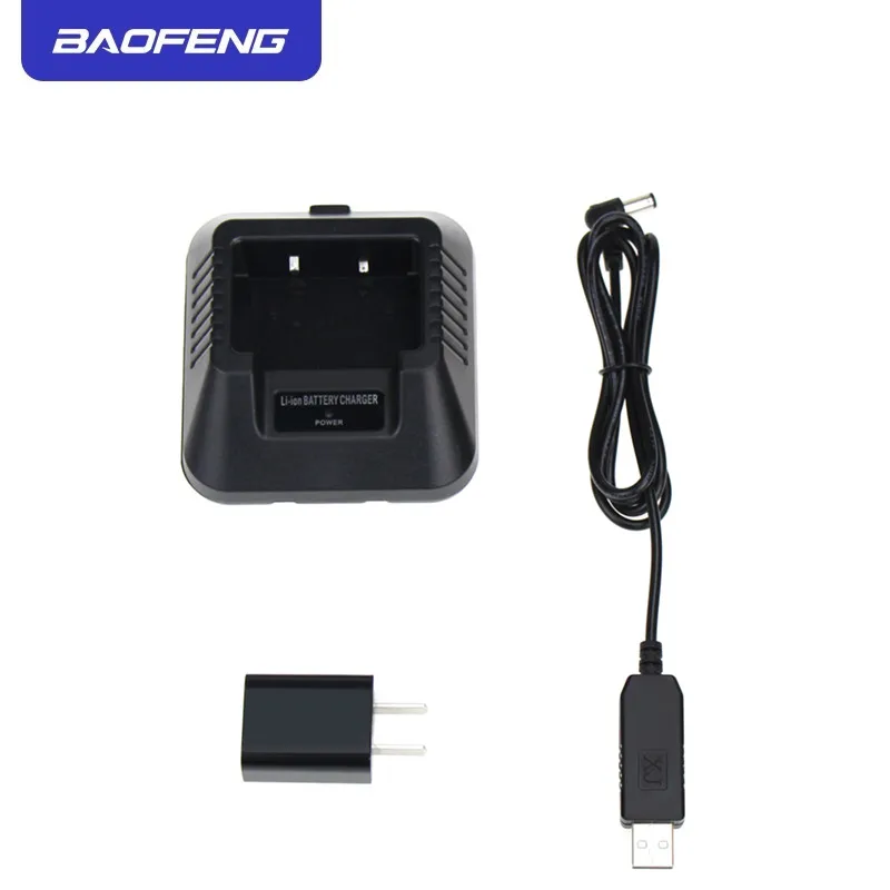 Original Baofeng UV-5R Walkie Talkie Li-ion Battery Desktop Charger USB Charger Cable + Adapter For Baofeng UV-5R Series Radio original uv 5r bl 5 7 4v 1800mah li ion battery for baofeng walkie talkie uv 5r uv 5re series two way radio black camo