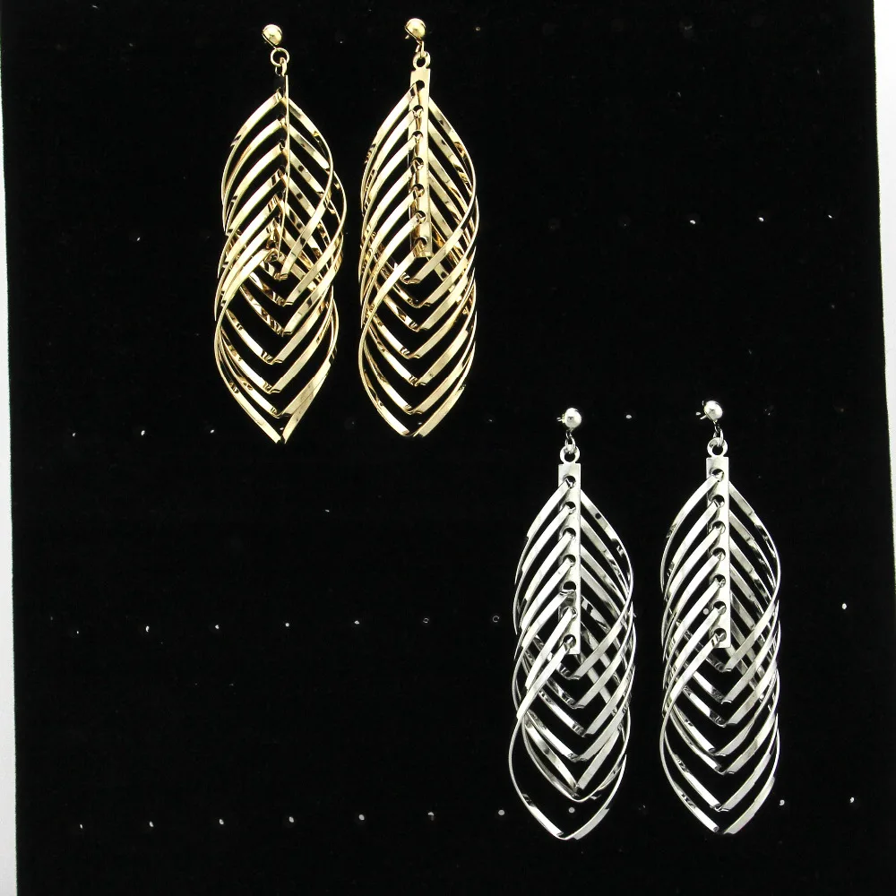 Серьги подвески Женские Геометрические золотистые/Серебристые в индийском