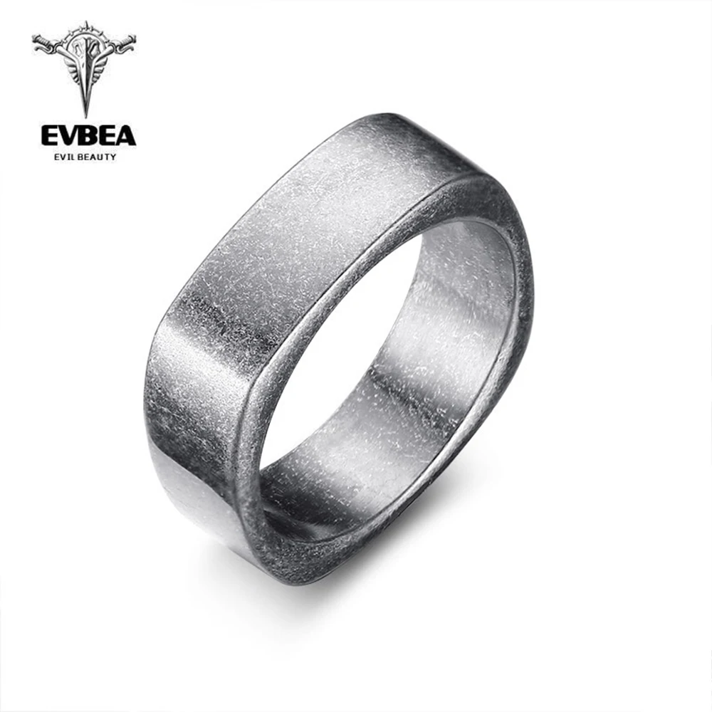 EVBEA 7 мм квадратное кольцо из нержавеющей стали в стиле панк готика античное