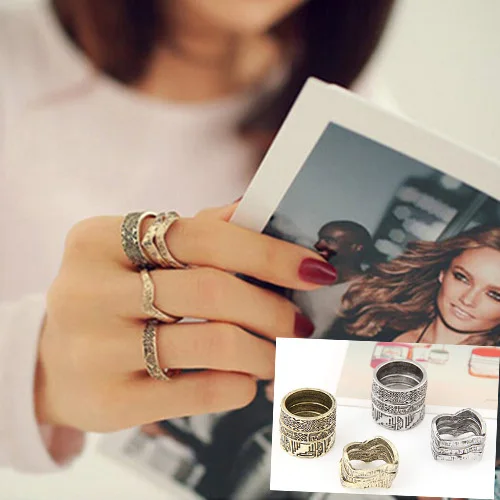 Модные кольца для женщин 6 шт./лот 2021 золотистые/серебристые на середину костяшек
