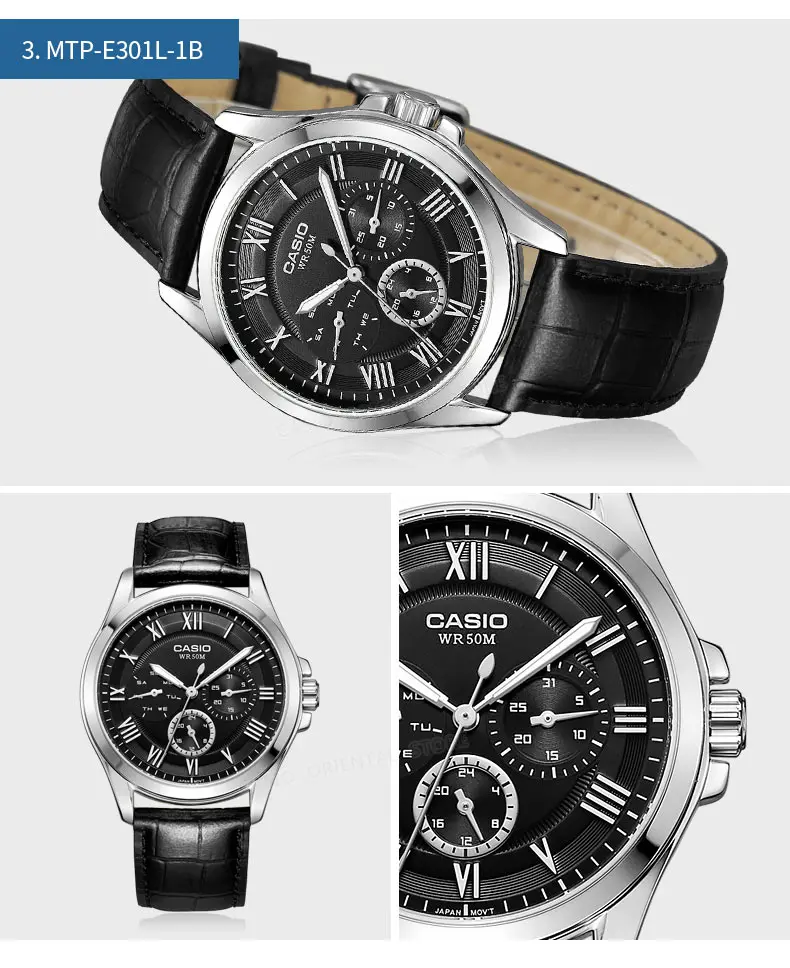 CASIO Часы Для мужчин S Роскошные модные Повседневное часы Для Мужчин's Повседневные часы платье Наручные часы Сталь кварц-часы Reloj MTP-E301L-1B