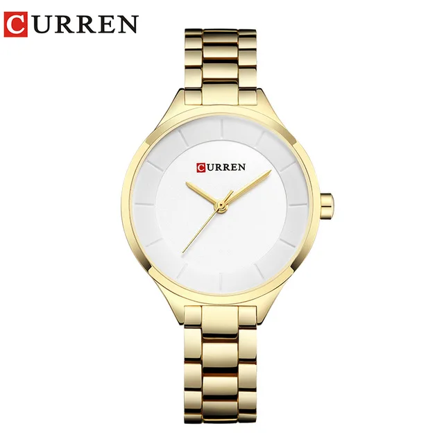 gold white CURREN, элегантные женские часы, Роскошные, синие, розовое золото, женские часы, лучший бренд, Роскошные, Bayan Kol, часы для женщин, модные часы - Цвет: gold white
