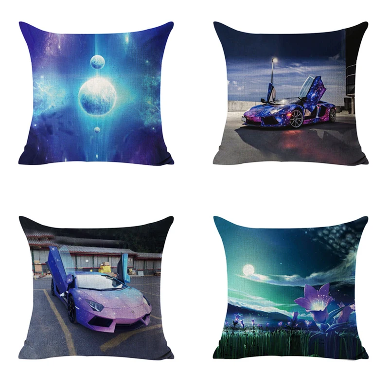 Cool Shades Of The Universe Cushion Cover Sports Car Linen Cotton Home Decorative Pillow for Sofa Cojines Pillowcase | Дом и сад