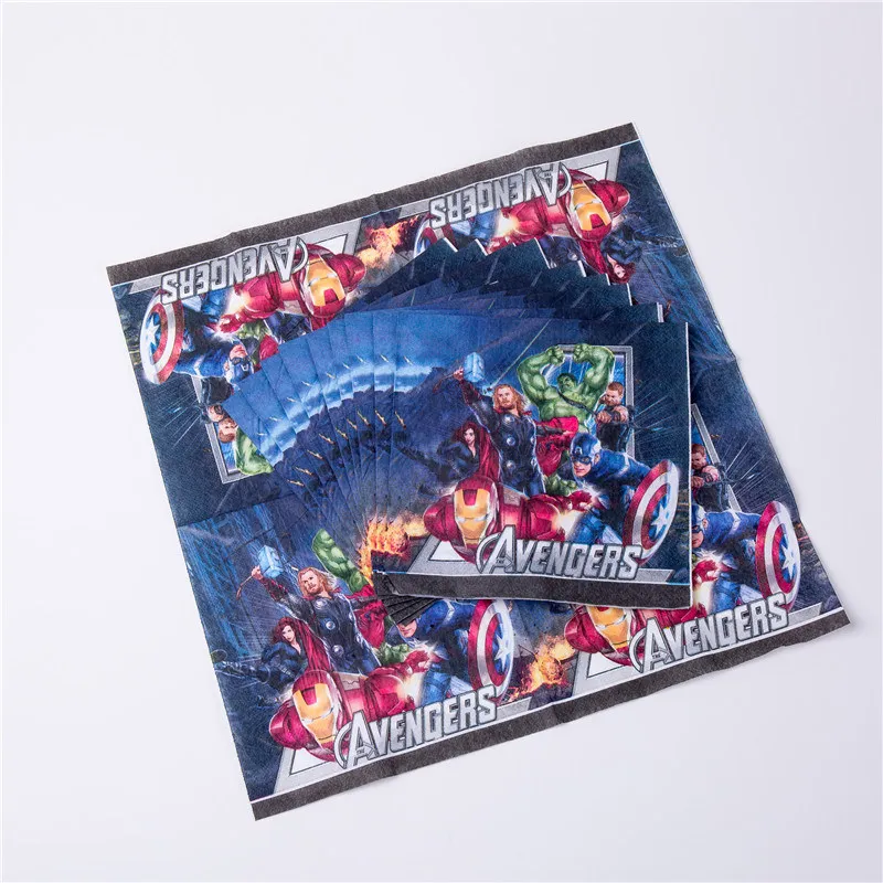 Napkin 10 pcs Супер Герой Тема Мстители одноразовые бумажные салфетки баннер скатерть стакан с соломинкой тарелки детский душ день рождения принадлежности - Цвет: Napkin 10 pcs