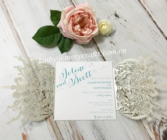 

New product luxury delicate paper craft wedding party decoration laser cut invitation card