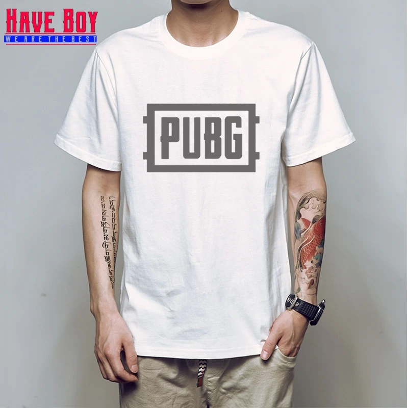 white gray PUBG/игрок UNKNOWN'S BATTLEGROUNDS футболка подарок для фанатов игры мальчик друг подарок короткий рукав PUBG футболка S Горячая игра концепция HB166 - Цвет: white gray