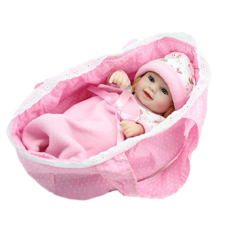 

11inch 28cm Reborn Baby Doll Soft Silicone Lifelike Toy Gift for Children Christmas Presents Blue Pink Sleep Baby
