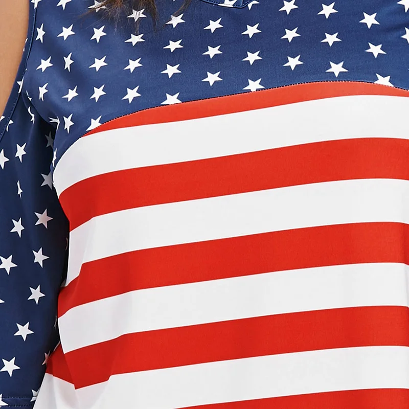 PlusMiss плюс размер 5XL 4XL Футболка с холодным плечом и флагом США Женская летняя