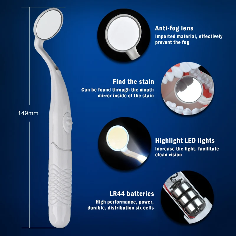 Прямая поставка 3 шт. светодиодный полости рта набор зеркало + доска удалить зубов