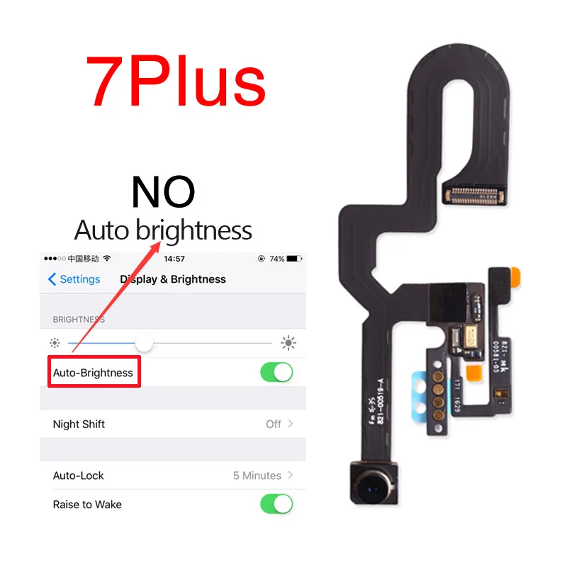 7P No Brightness 1 шт. для iPhone 7G 7 Plus световой датчик приближения маленькая фронтальная камера с гибким креплением кабель с камерой пластиковое кольцо держатель запчасти - Цвет: 7P No Brightness