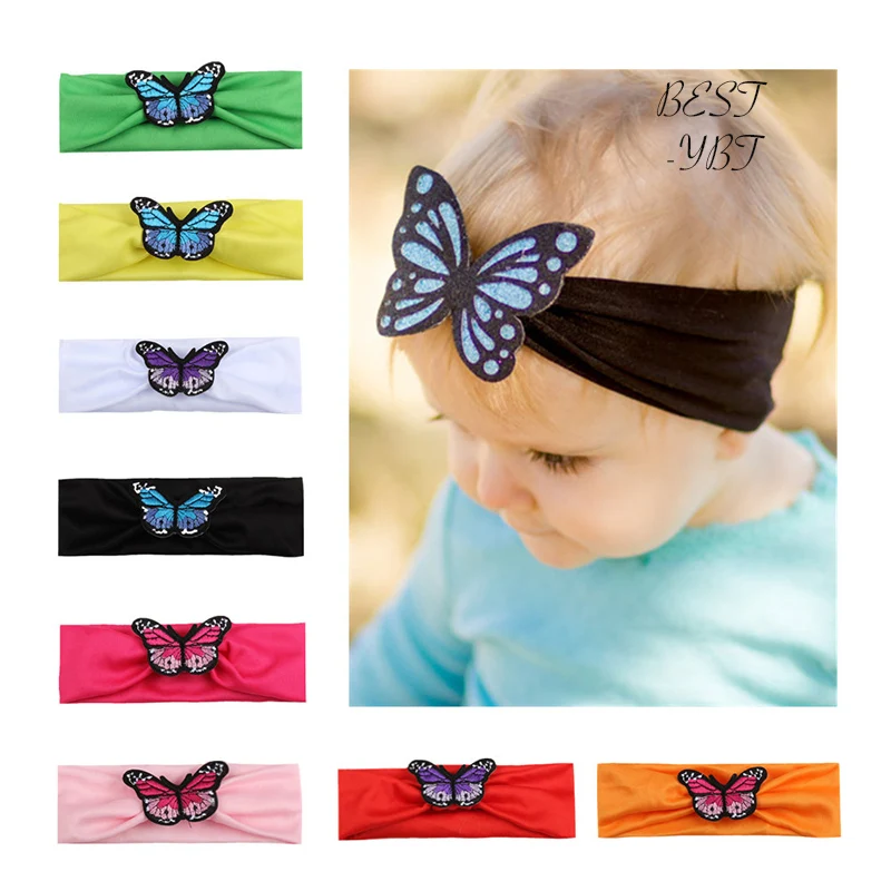 Эластичная повязка для волос девочек детская на голову с бабочками аксессуары