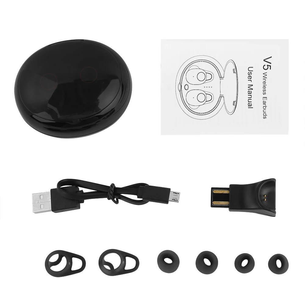 V5 Bluetooth наушники TWS беспроводные с V5.0 + DER HiFi стерео звук гарнитура встроенный