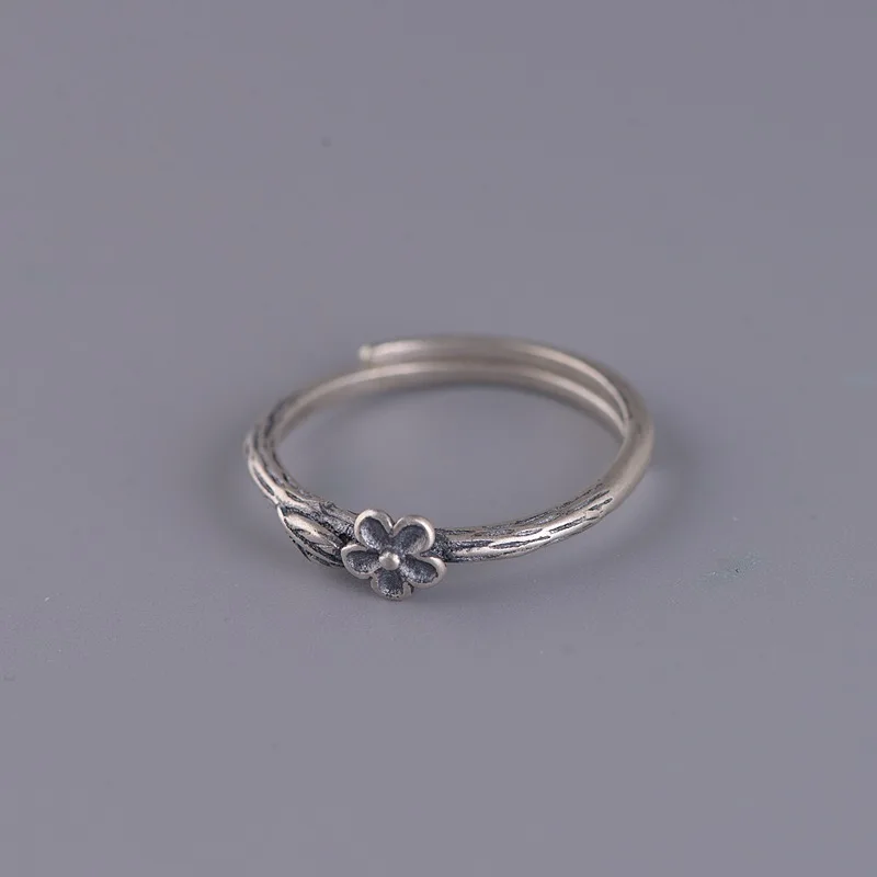 Женское кольцо с цветком сливы BALMORA открытое Винтажное из стерлингового серебра