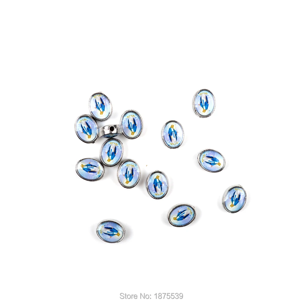 Овальные бусины из сплава Иисус Мэри Фатима Лурдес Гуадалупе цветные