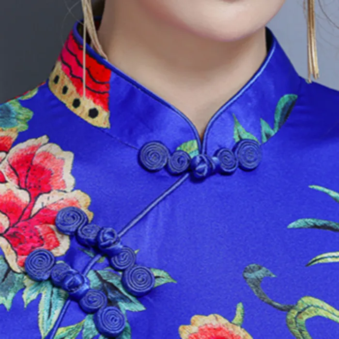 Ретро Китайский Стиль Печать Cheongsam 2018 Мода Новый сезон: весна–лето платье