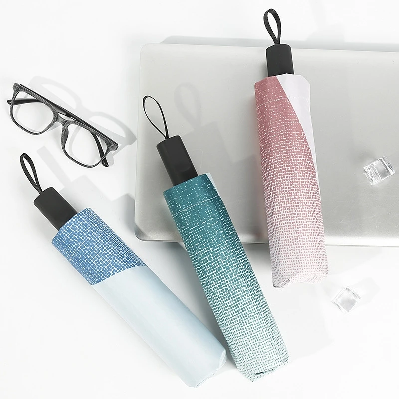 Мини зонтик градиентного цвета Ветрозащитный складной двойной от дождя женский