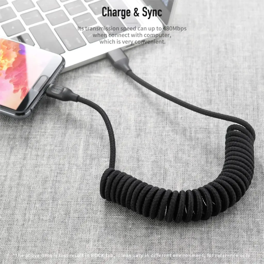QC 3,0 выдвижной пружинный USB кабель type C 3A для huawei P20 mate 20 Pro Xiaomi для samsung Galaxy S9 S8 One Plus Quick Charge