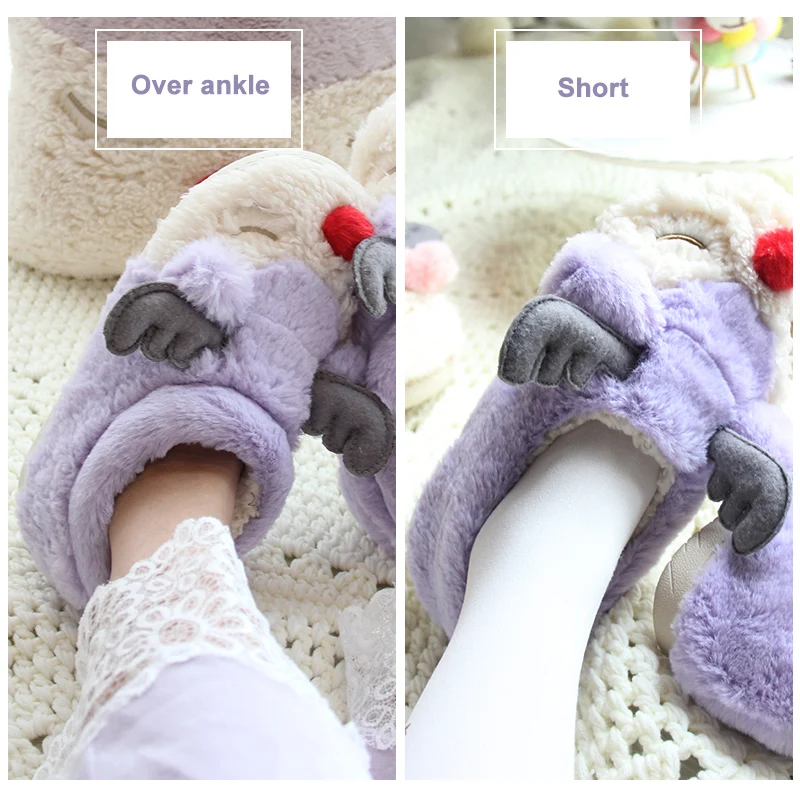 Warm Winter Slippers For Women Ladies Cute Elk Loves Couple Comfortable Shoes Indoor Non-slip Fur Slipper | Обувь