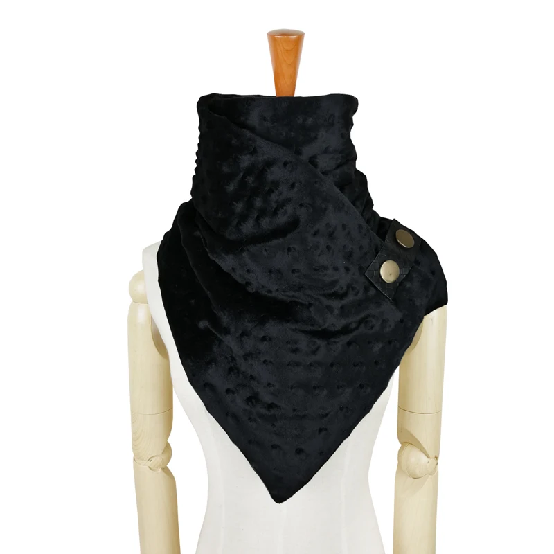 black Leo anvi Новая мода echarpe hiver femme точки печати кольцо шарф полиэстер/хлопок для женщин с кнопками кожаный дизайн шарф - Цвет: black