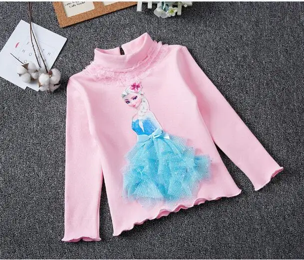 no fleece 4 С принцессами для девочек, рубашка Elsa с флисовой отделкой для девочек, с рисунками из мультфильмов хлопковая рубашка толстые теплые зимние пальто для маленьких девочек, рубашка с длинными рукавами и Новинка весны рубашка - Цвет: no fleece 4