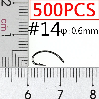 500pcs Size 14 ICERIO 500 шт. крючок для завязывания мух Nymph Bug креветка Скад Pupae личинки Caddis мухи для рыбной ловли Крючки#8~#16 рыболовный крючок - Цвет: 500pcs Size 14