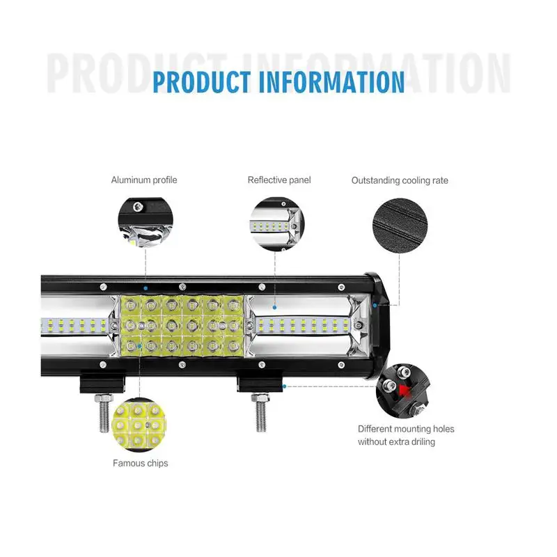 Oslamp 3-Row 12inch 162W LED Light Bar Offroad Led Work Lamp 12v 24v for Nissan Maxima Sylphy Livina Titan Teana Altima | Автомобили и