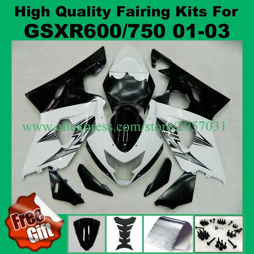 

#Z24-L9 Injection Fairings for GSXR600 GSXR750 2001 2002 2003 K1 SUZUKI GSX-R750 GSX-R600 01 02 03 Fairing KITS white black