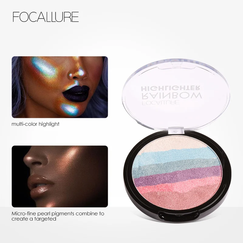 FOCALLURE 2 шт./компл. Радужный хайлайтер минеральный порошок 3D Блеск для лица