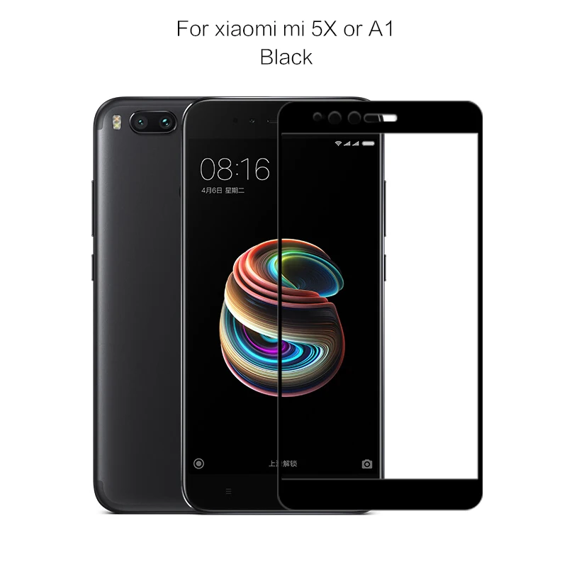 PZOZ xiaomi mi A1 5X закаленное стекло 3D полное покрытие защитная пленка Xia mi 5 Pro 9H HD защита экрана xiaomi mi a1 mi a1 стекло - Цвет: Black Mi A1 or 5X