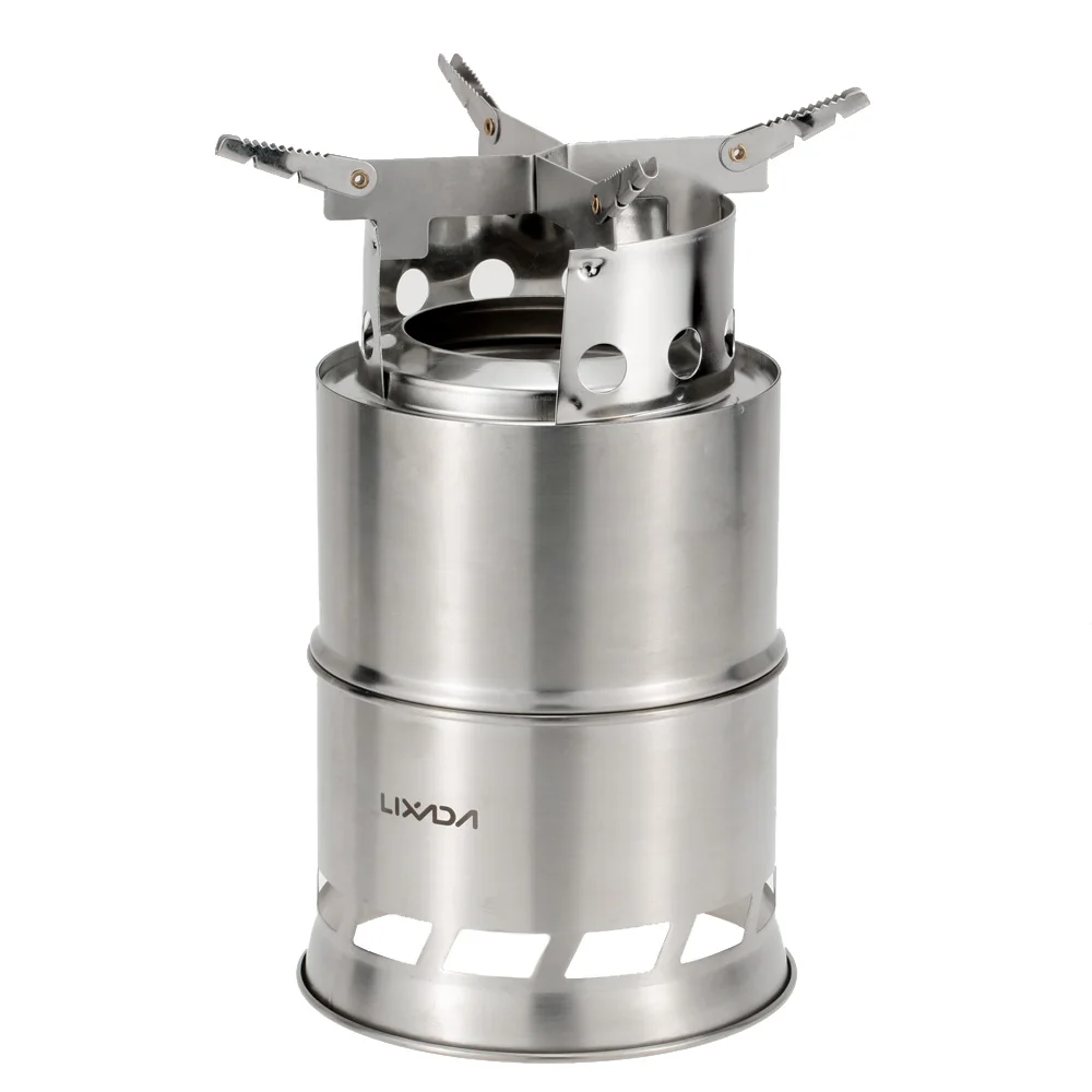 Lixada Портативный нержавеющей стали Наружная Деревянная легкая для печки сухой