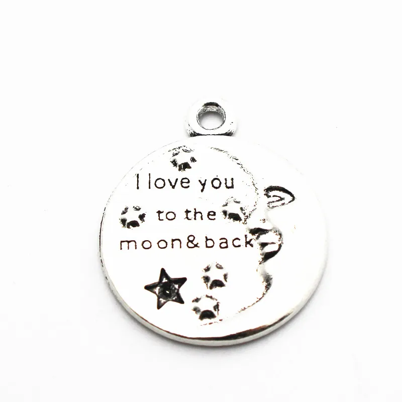 10 шт./лот металлические серебристые с надписью I Love You To The Moon & Back круглые
