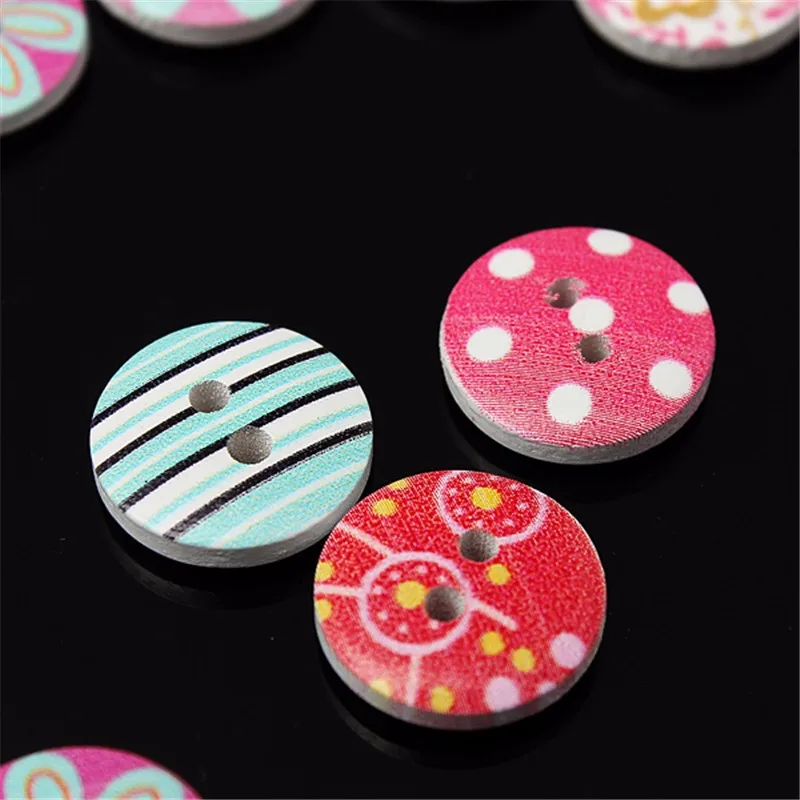 100pcs/lot N Circular Button Random Mix Wooden Dyed Buttons Manual DIY Sewing Supplies Craft Scrapbook Accessories | Дом и сад