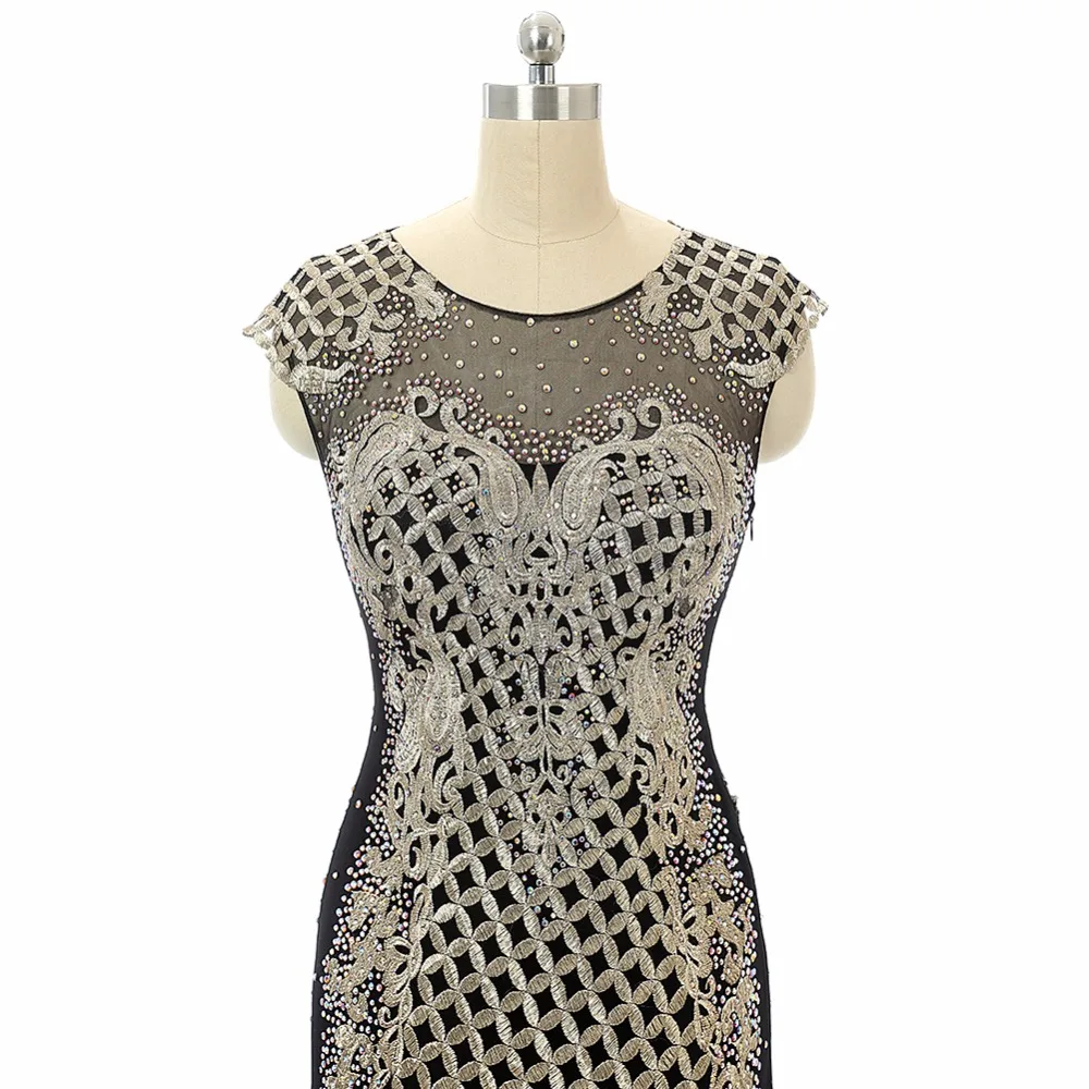 Forevergracedress уникальный роскошный черный платье для выпускного вечера Русалка Sheer Средства ухода за кожей шеи бисером Длинные официальная Вечеринка платье плюс Размеры