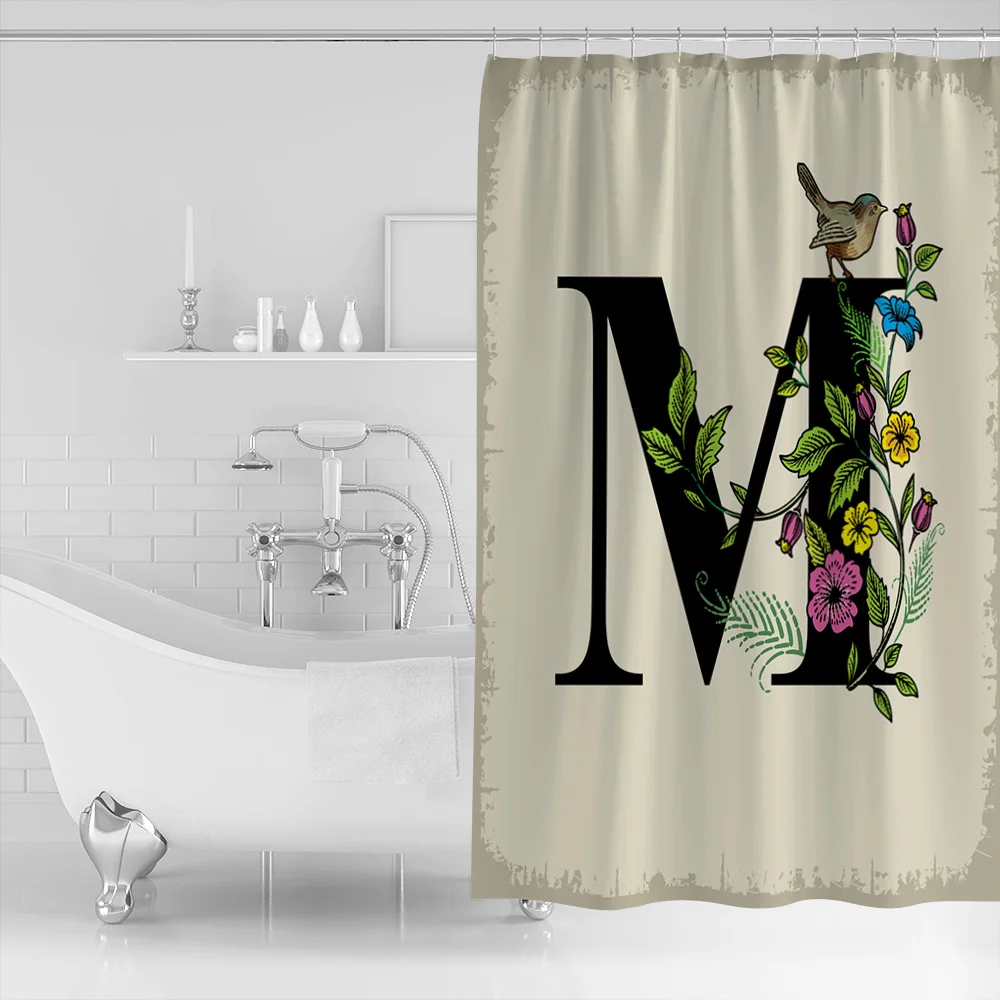 OURHouse цветочный алфавит изображение M занавеска для душа комплекты ванной комнаты