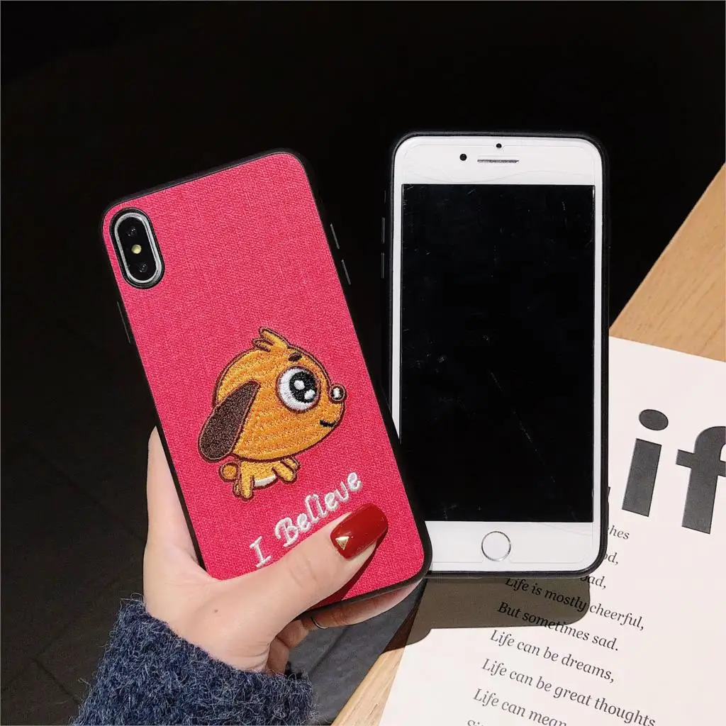 Beyour чехол для телефона с вышивкой собаки iPhone 6 6S 8 7 Plus симпатичной парой задняя