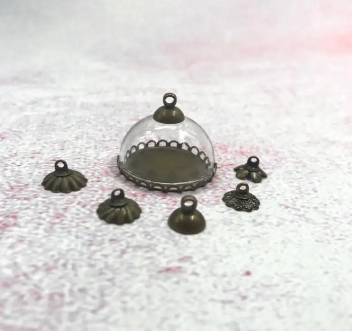 5 шт./лот 25 мм полукруглая стеклянная крышка купольная установка кружевная