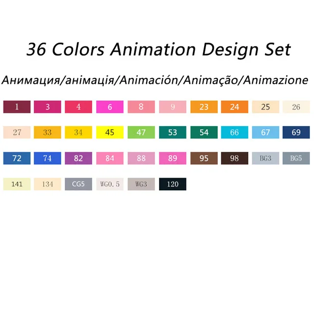 36 Animation set Touchfive 80 цветные маркеры материал рисунок на спиртовой основе маркеры цветной маркер набор художественные принадлежности ручка для школы - Цвет: 36 Animation set
