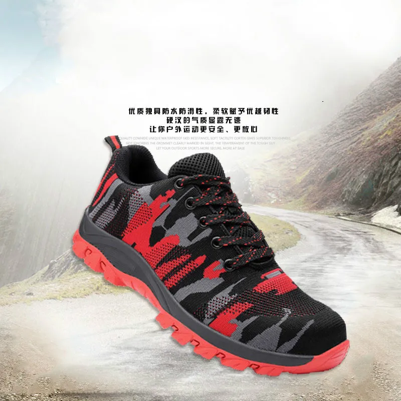 Man Big Size Piercing Outdoor Shoes Men Steel Toe Cap Military Safety Work Boots Camouflage Puncture Indestructible | Обувь